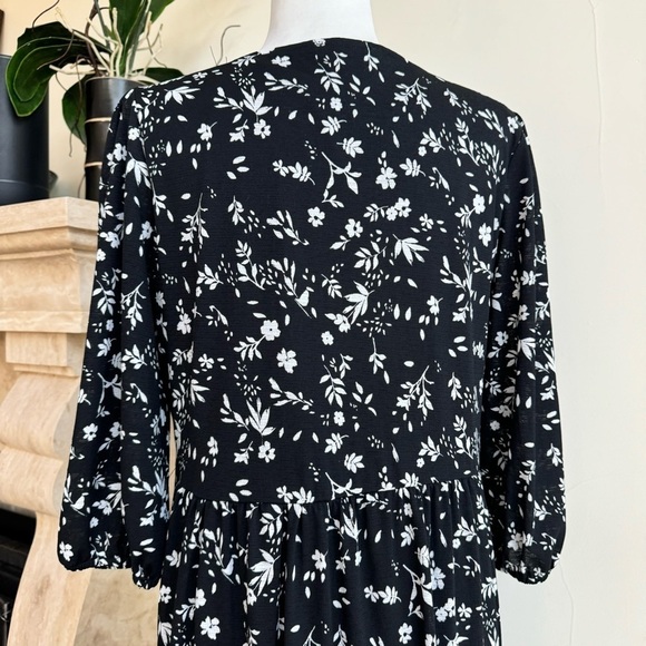 Jane and Delancey Black Floral Stretch High Waist A Line Midi Womens Size M - Picture 7 of 15